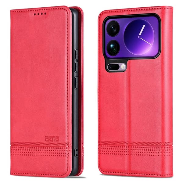 AZNS Xiaomi 17 Pro Max Plånboksfodral Konstläder - Röd