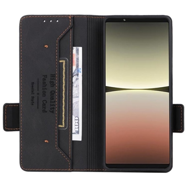 Sony Xperia 5 IV Plånboksfodral Decor Magnetic Clasp - Svart