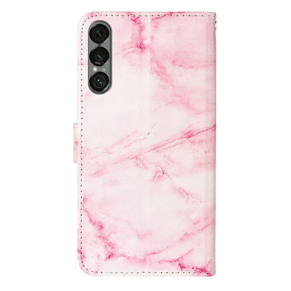Sony Xperia 1 VII Konstläder Plånboksfodral Marble Painted - Rosa Rosa