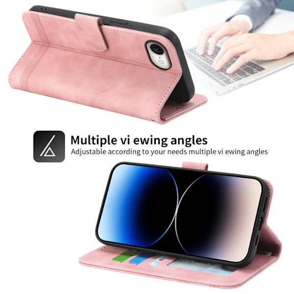 DIERFENG DF-03 iPhone 16 Plånboksfodral Konstläder - Rosa