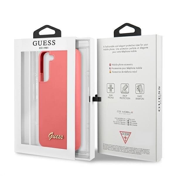 Guess Silicone Script Metal Logo Galaxy S22 Plus - Fuchsia Rosa