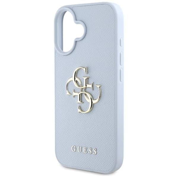 Guess Mobilskal till iPhone 16 Grained Big 4G Small Classic Logo - Blå Blå