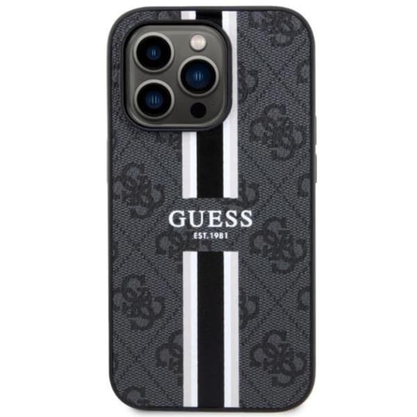 Guess Mobilskal till iPhone 14 Pro MagSafe Printed Stripes Svart Svart