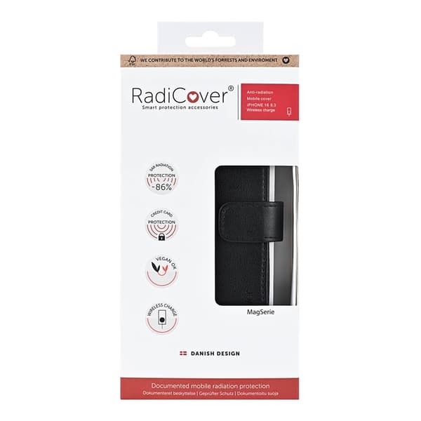 Radicover iPhone 16 Plånboksfodral RFID Strålningsskydd - Svart