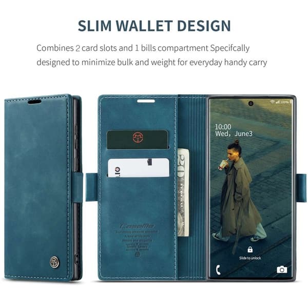 CASEME Series Plånboksfodral Konstläder för Samsung Galaxy Note20 Ultra - Grön