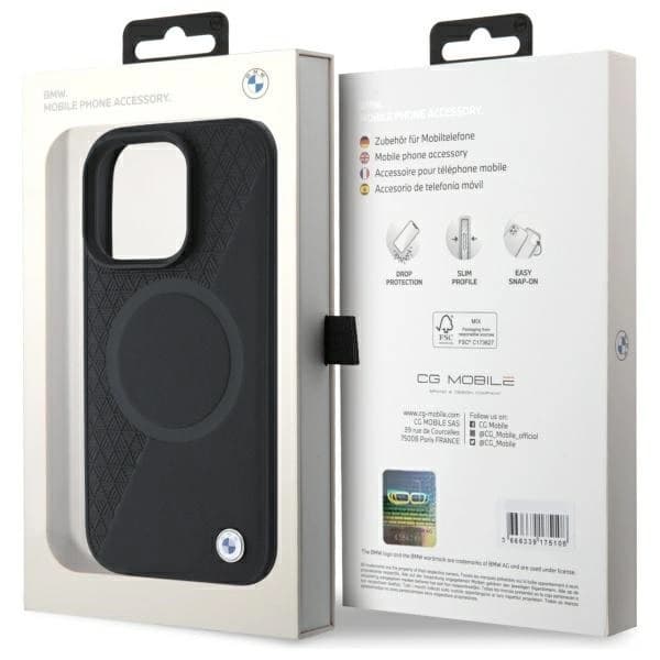 BMW Mobilskal till iPhone 16 Pro Max MagSafe Half Textured och Circle Black
