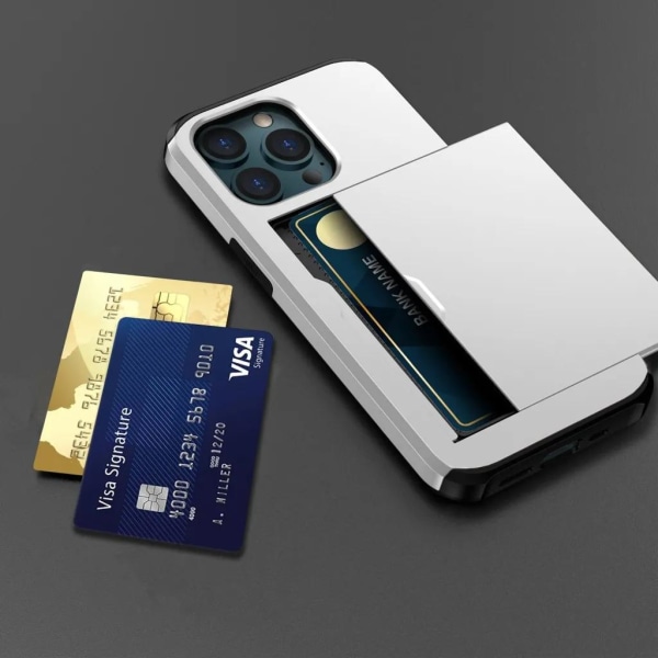 iPhone 15 Pro Max Mobilskal Kortholder - Sølv