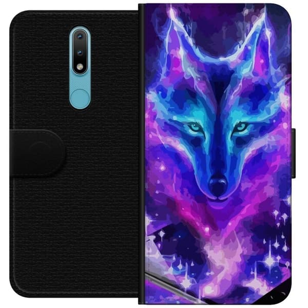 Plånboksfodral till Nokia 2.4 med Neon Varg