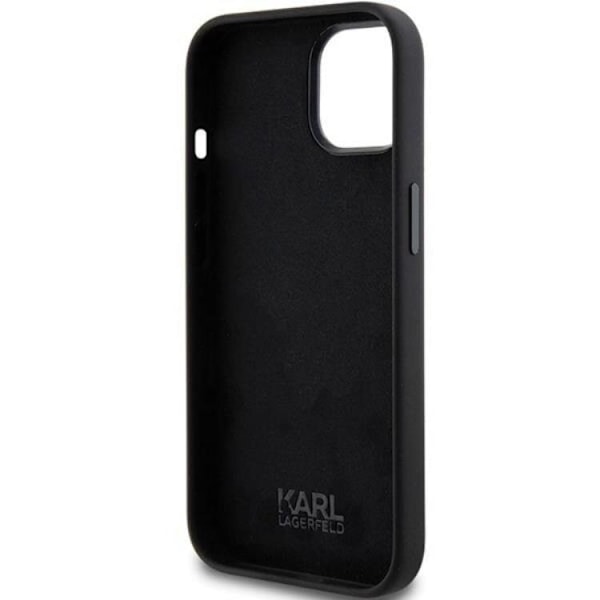 KARL LAGERFELD iPhone 15/14 Plus Mobilskal Silikon Metal Pin Svart