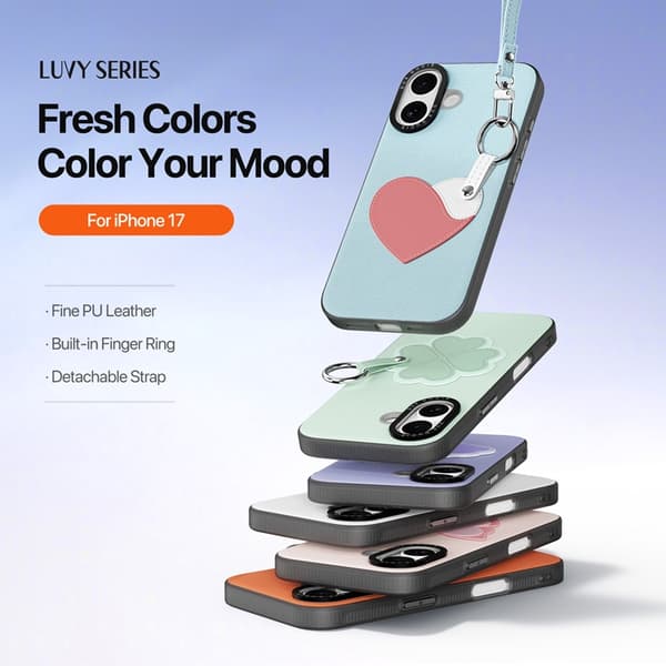 DUX DUCIS Mobilskal till iPhone 17 med Fingerring/Rem Luvy Series Blå