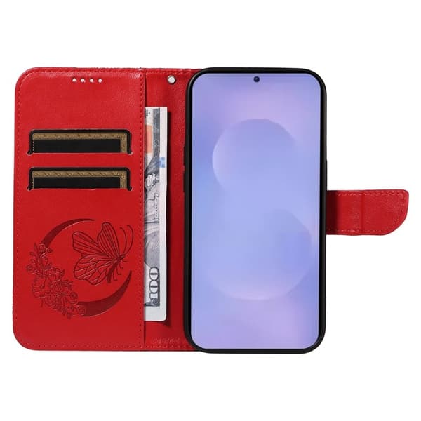 Samsung Galaxy S26 Plus Skal PU Läder Folio Flip - Röd