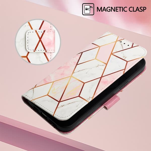 Mobilskal till Samsung Galaxy S26 / S26 Pro Marmor Mönster KonstLäder - Rosa/Vit