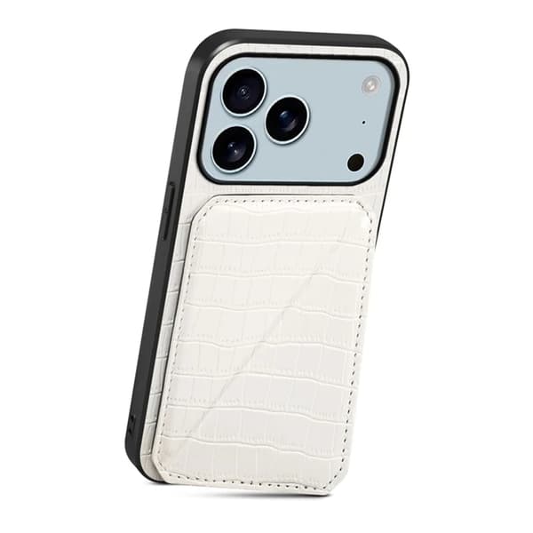 Mobilskal till iPhone 17 Pro Max Korthållare Crocodile Textured - Vit Vit