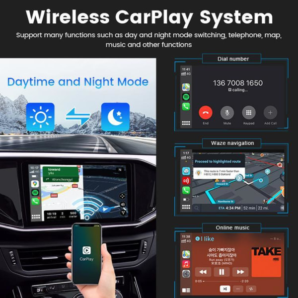 Carlinkit 4.0 CPC200-CP2A trådløs CarPlay/Android Auto Adapter