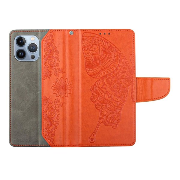 Fjärilar iPhone 13 Pro Plånboksfodral - Orange