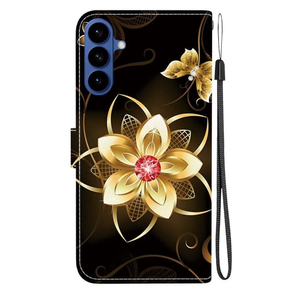 Samsung Galaxy S26 / S26 Pro Plånboksfodral Mönstertryck Konstläder - Guldblomma