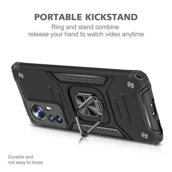 Metal Kickstand Shockproof Skal Xiaomi 12 Pro - Svart