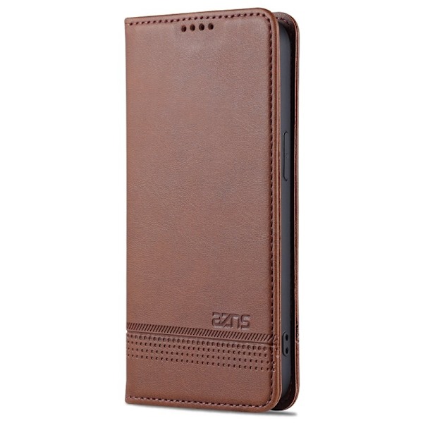AZNS iPhone 16 Pro Max Plånboksfodral Folio Konstläder - Brun