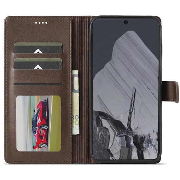 LC.IMEEKE Google Pixel 9 Pro Plånboksfodral Shockproof Konstläder - Brun