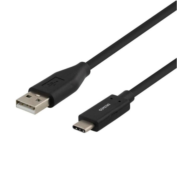 Deltaco USB-A–USB-C-kaapeli 1,5 m 3A - musta