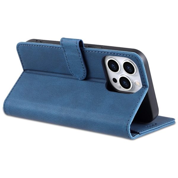 AZNS iPhone 14 Pro Plånboksfodral i Konstläder - Blå