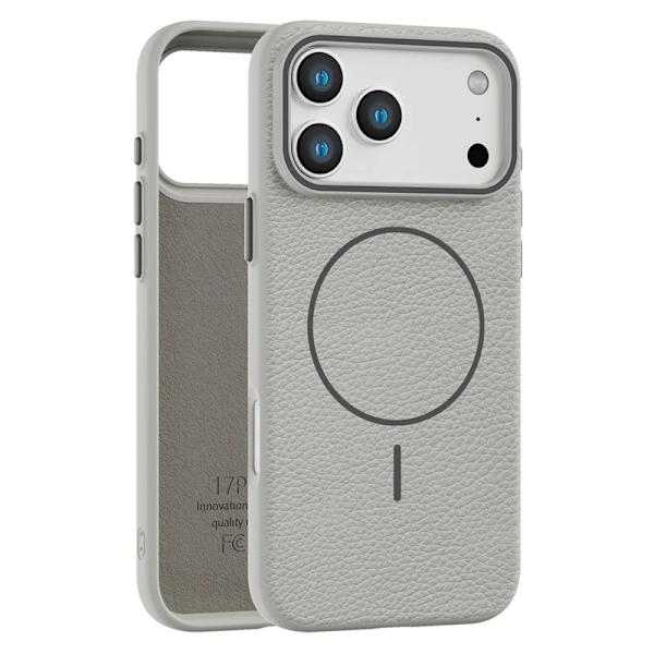 Mobilskal till iPhone 17 Pro Magsafe Litchi Pattern - Titangrå Grå