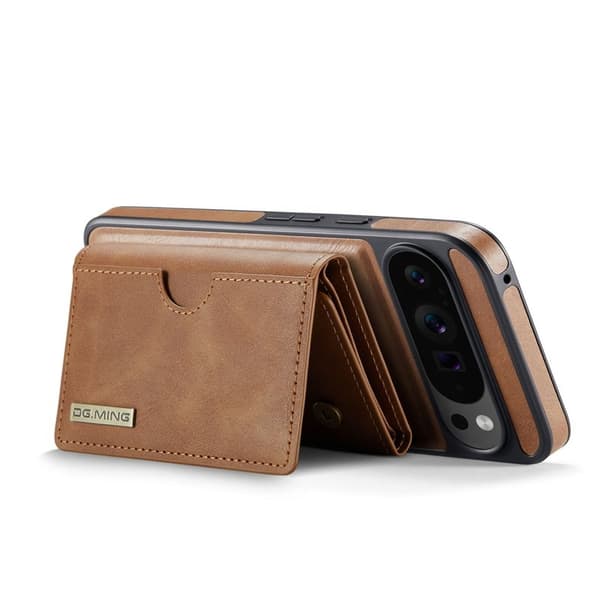 DG.MING M6 Series Konstläder Plånboksfodral för Google Pixel 10 Pro XL - Brun