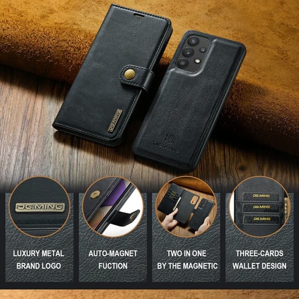 DG.MING Plånboksfodral Folio Flip Stand Samsung Galaxy A33 5G - Svart