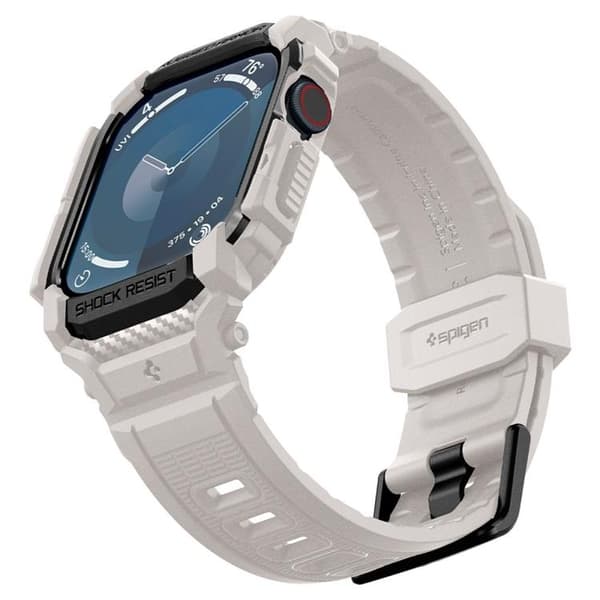 Spigen Apple Watch 46 mm serie 10 armbånd Rugged Armor Pro Beige