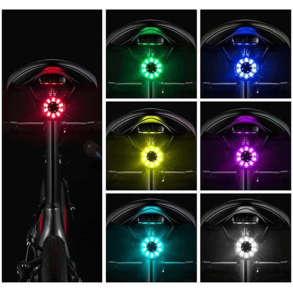 Rockbros Q1 Bagcykel Lys 7 Farver LED Micro USB - Sort Svart