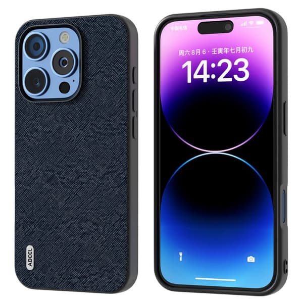 ABEEL Mobilskal till iPhone 16 Pro Äkta Läder Hybrid Blå