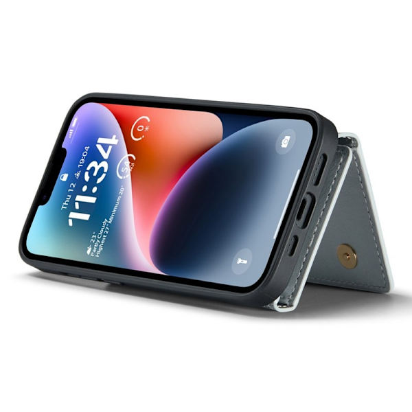 DG.MING M3 Series iPhone 15 Plus Konstläder Plånboksfodral Kickstand Silver