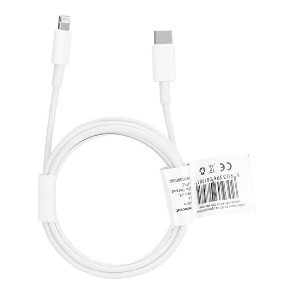 USB-C till Lightning kabel PD 18W 2m - Vit Vit