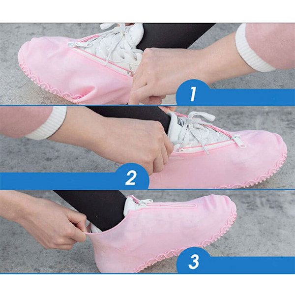 Vattentäta skoskydd med dragkedja - Medium - Stl. 33-38 - Rosa