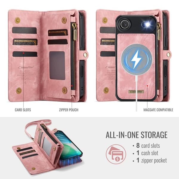 CASEME 008 iPhone Air Plånboksfodral i Konstläder med - Rosa