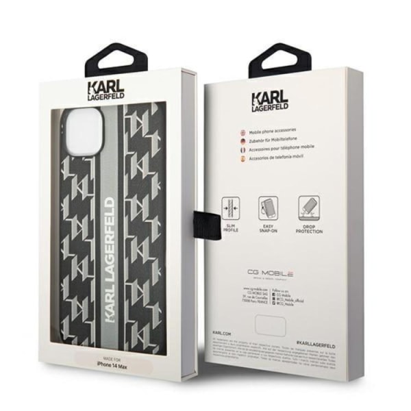 Karl Lagerfeld iPhone 14 Plus Skal Monogram Stripe - Grå