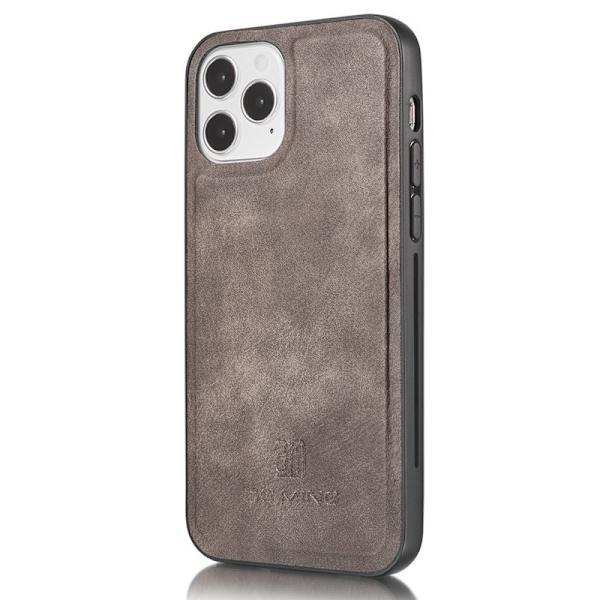DG.MING iPhone 13 Pro Max Plånboksfodral 2-i-1 i Grå Äkta läder