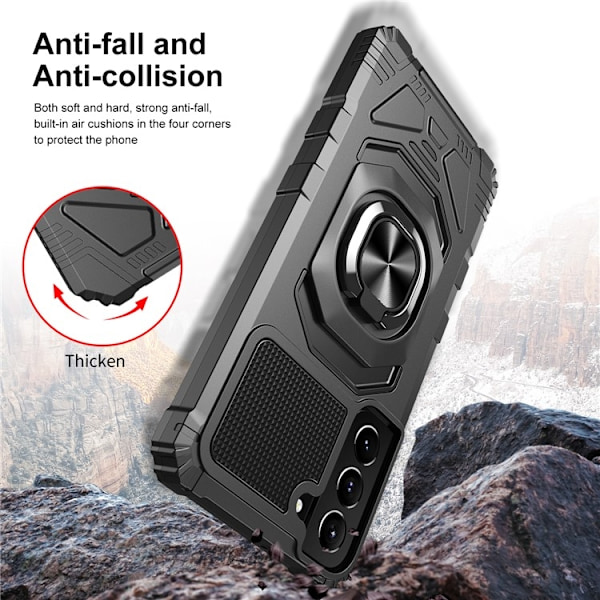 Galaxy S23 Plus Skal Ringhållare Kickstand Anti-Fall - Svart Svart