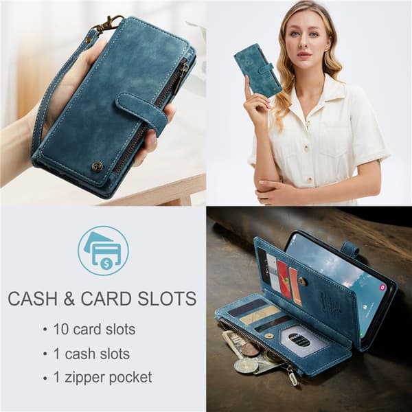 CASEME Galaxy A24 4G Plånboksfodral C30 Zipper - Blå Blå