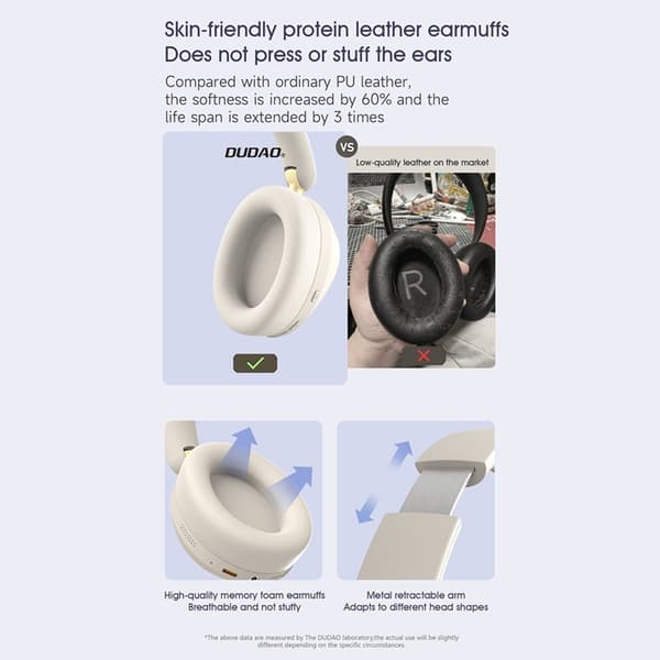 Dudao On-Ear Trådløse Hovedtelefoner Bluetooth 5.4 med ANC X22 Max Beige