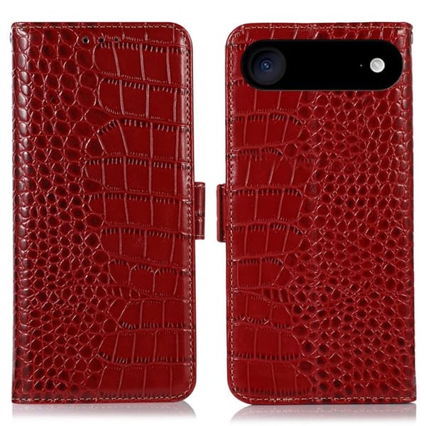 iPhone Air Plånboksfodral Äkta Läder Crocodile - Röd Röd