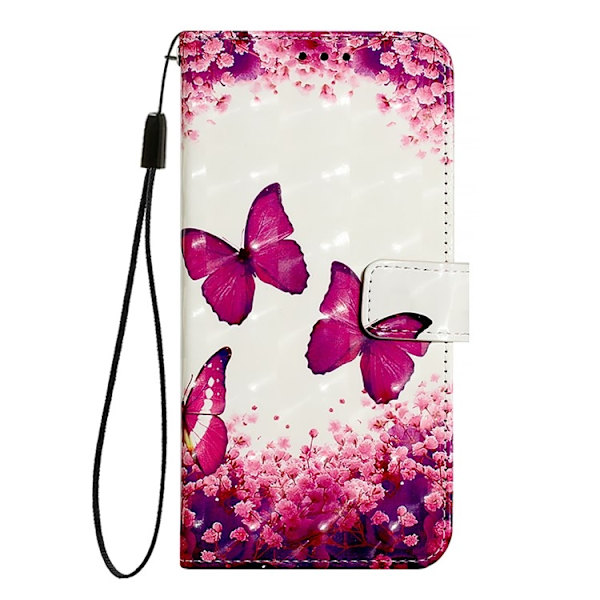iPhone 16 Pro Max Plånboksfodral Printing Pattern Med Rem Rosa