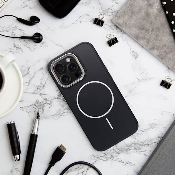 Telefontaske til iPhone 16 Magsafe Frame - Sort Svart