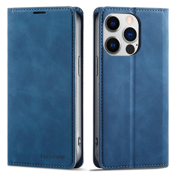 FORWENW iPhone 15 Pro Max Plånboksfodral Konstläder - Blå
