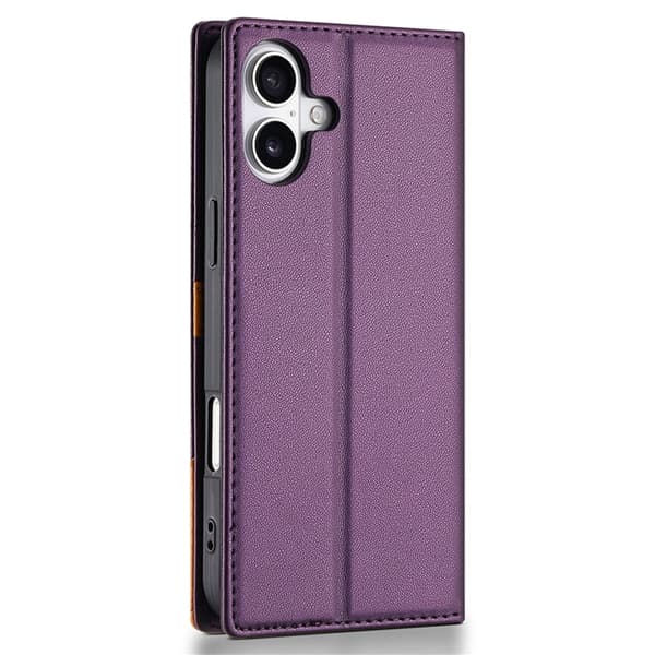 N.BEKUS iPhone 17 Konstläder Plånboksfodral RFID-Skydd P3 - Lila Lila