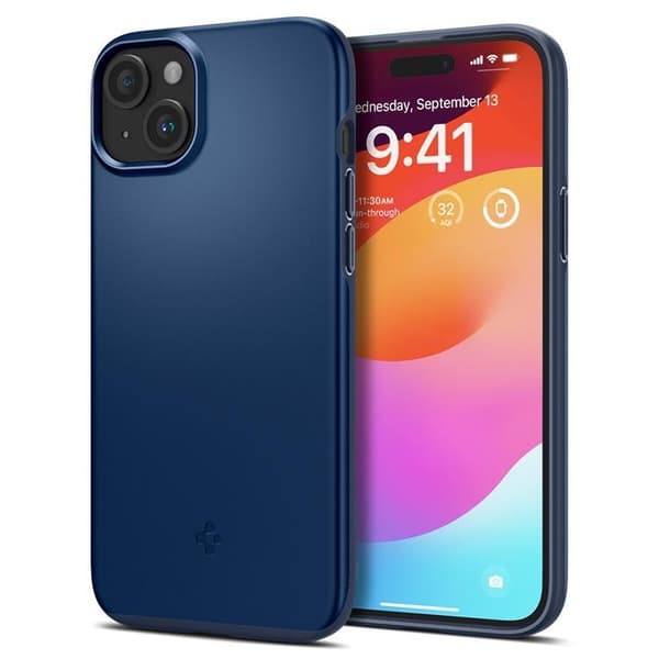 Spigen iPhone 15 Plus -puhelimen suojakuori Thin Fit - sininen Blå