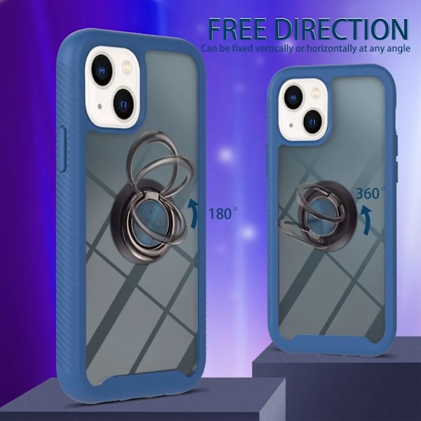 YB iPhone 15 Plus Mobilskal Ringhållare PC - Mörk Safir