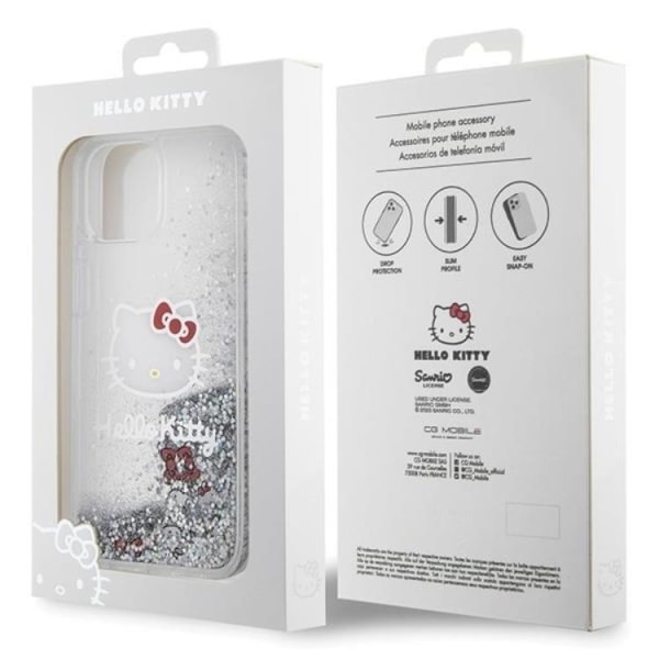 Hello Kitty iPhone 15 Mobilskal Liquid Glitter Charms