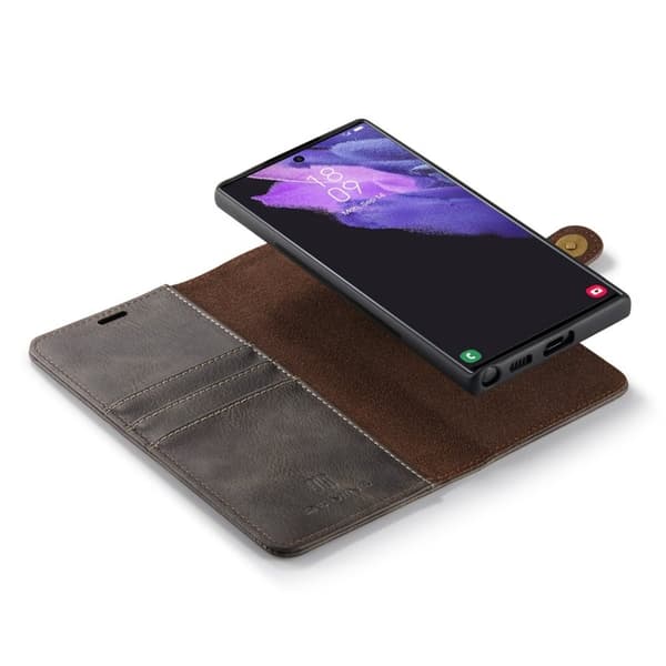DG.MING Galaxy S23 Ultra Äkta Läder Plånboksfodral Detachable Magnet Grå