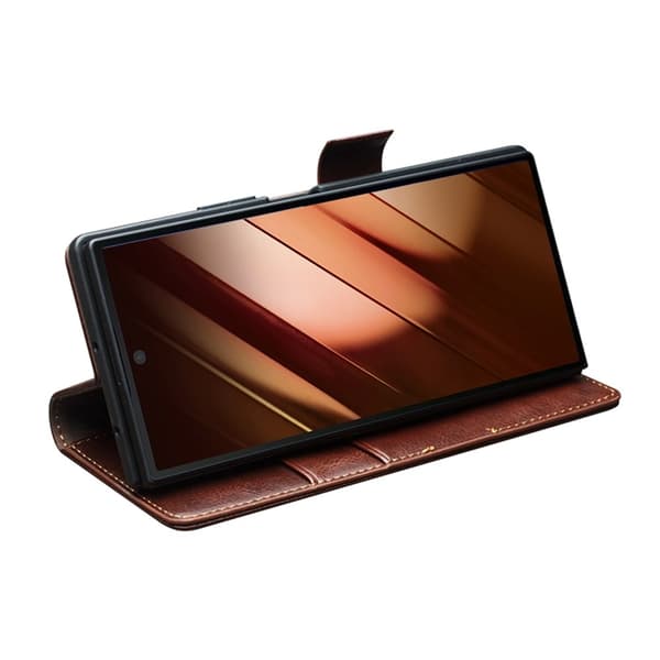 QIALINO Galaxy Z Fold 7 Plånboksfodral Äkta Läder - Brun Brun